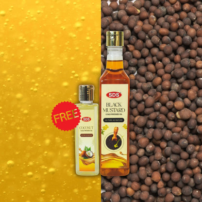 Cold Pressed Black Mustard Oil 500ml (Coconut Oil FREE)