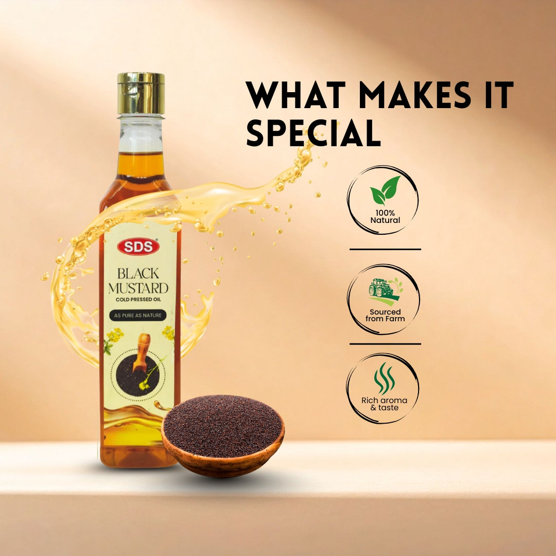 Cold Pressed Black Mustard Oil 500ml (Coconut Oil FREE)
